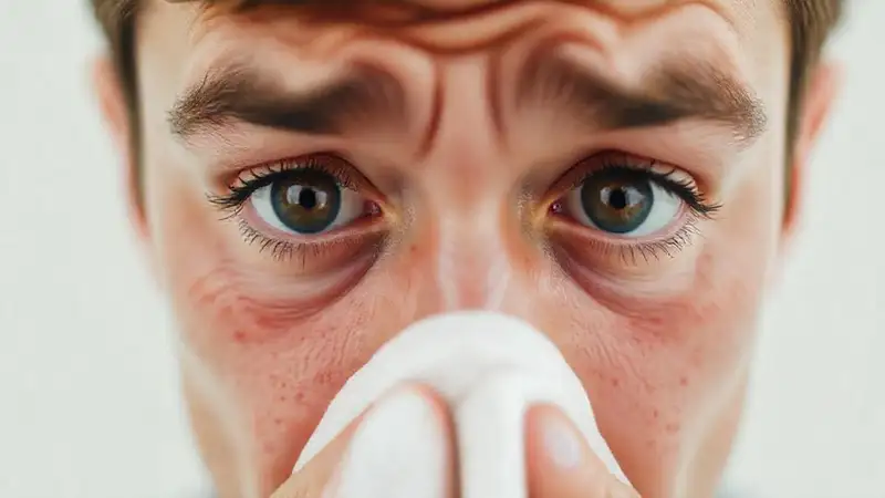 Alergia: piel roja, ojos llorosos, tos