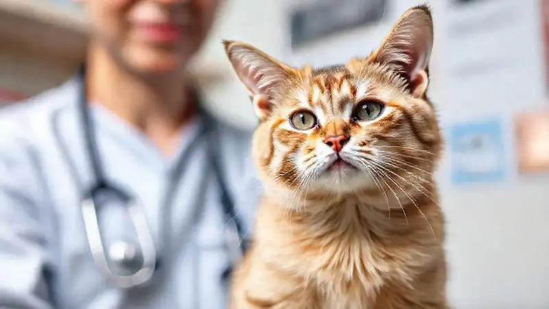 El gato preocupado recibió atención veterinaria calmada