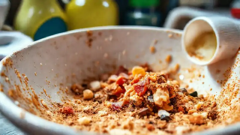 Un tazón derramado se limpia intensamente