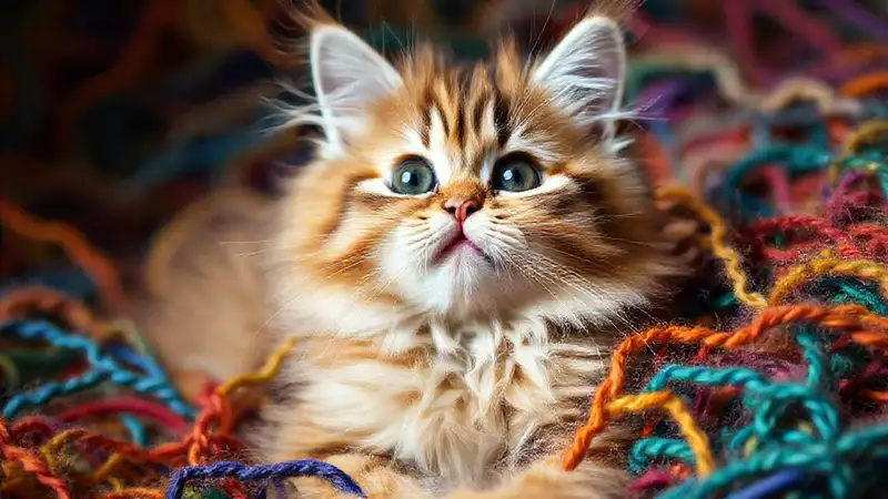 Un gato esponjoso causa caos divertido